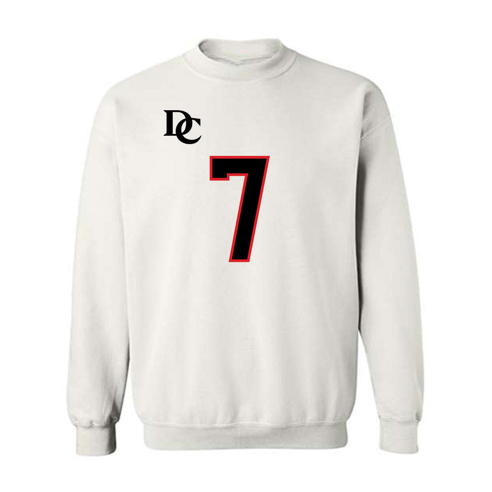 Davidson - NCAA Football : Jim Franklin - White Replica Shersey Crewneck Sweatshirt-0