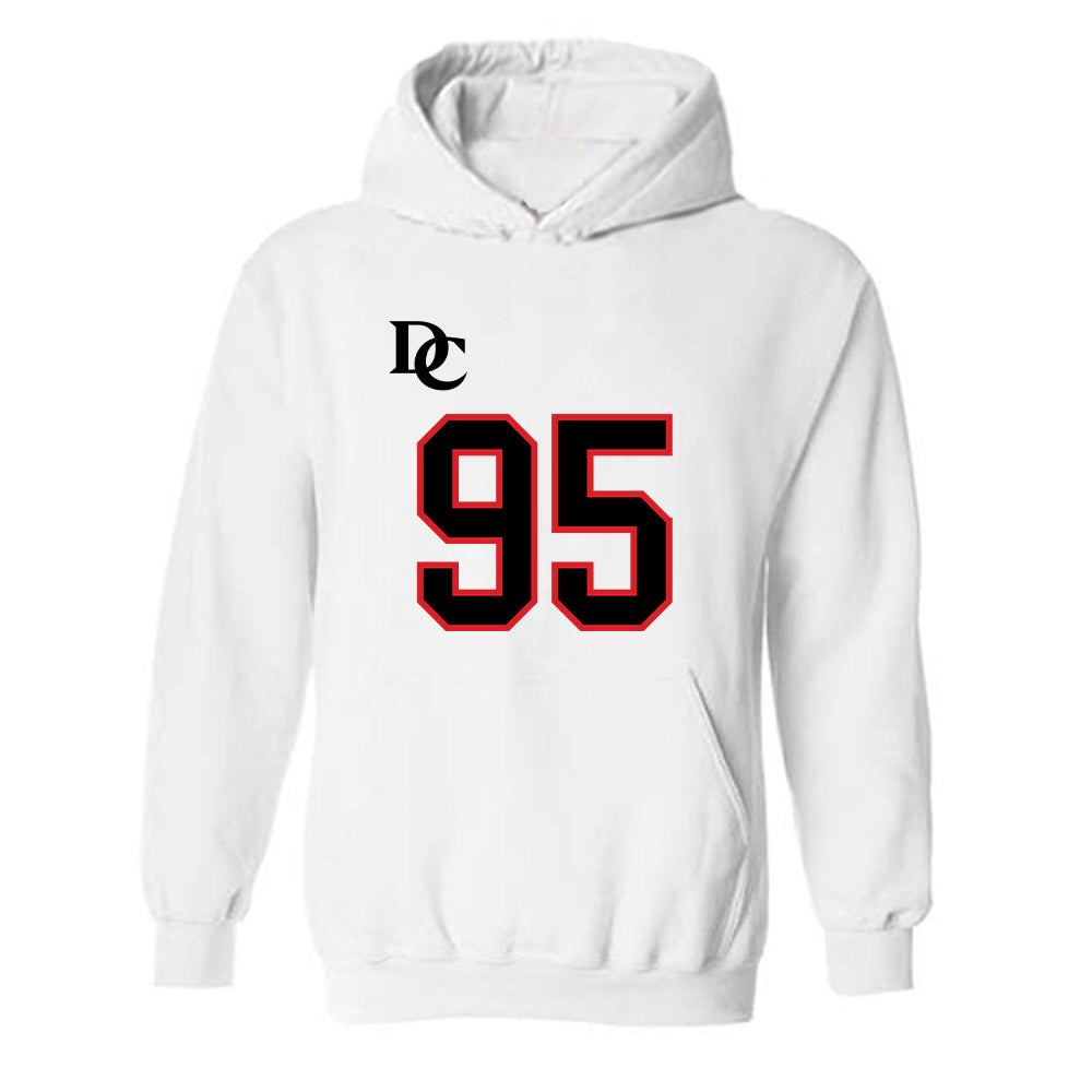 Davidson - NCAA Football : Liam McMann - White Replica Shersey Hooded Sweatshirt-0