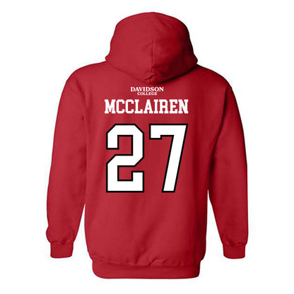 Davidson - NCAA Football : Revis McClairen - Orange Hooded Sweatshirt-1