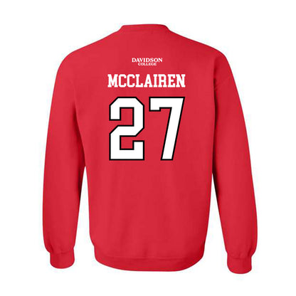 Davidson - NCAA Football : Revis McClairen - Orange Crewneck Sweatshirt-1