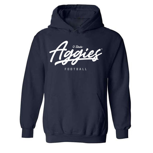 Utah State - NCAA Football : Bronson Olevao Jr. - Classic Shersey Hooded Sweatshirt-0
