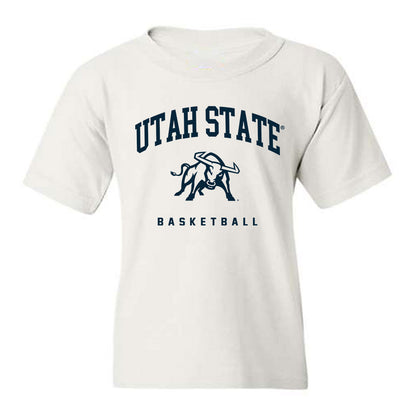 Utah State - NCAA Men's Basketball : Drake Allen - Youth T-Shirt-0