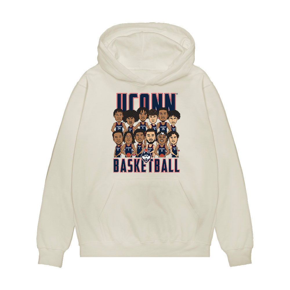 UConn - NCAA Men's Basketball : - Team Caricature Premium Hooded Sweatshirt-0