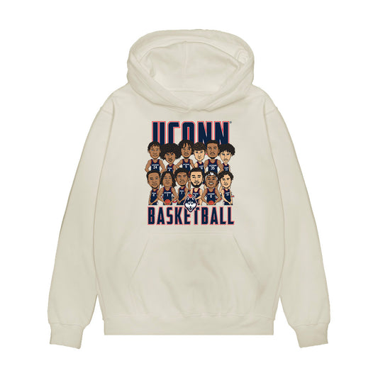 UConn - NCAA Men's Basketball : - Team Caricature Premium Hooded Sweatshirt-0