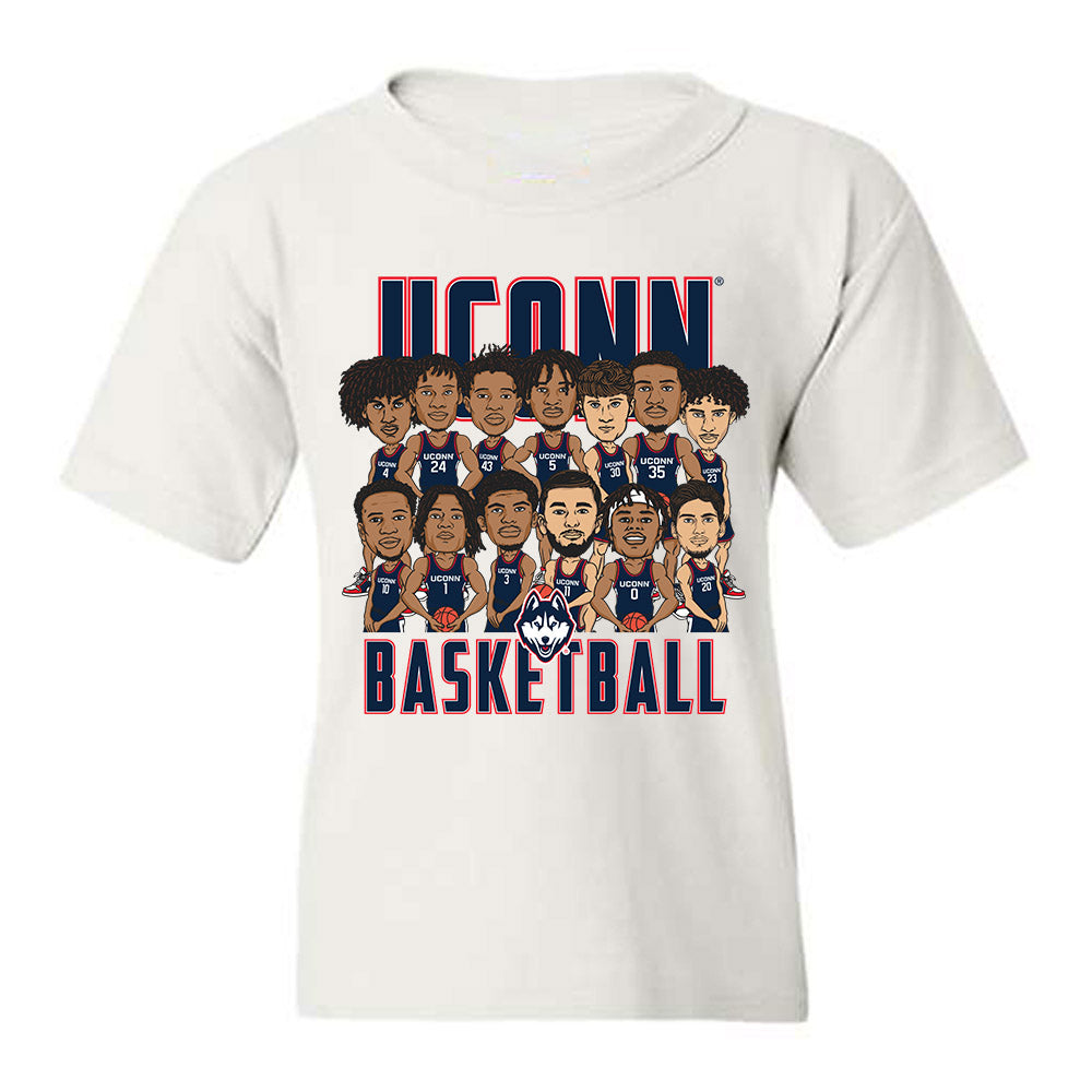 UConn - NCAA Men's Basketball : - Team Caricature Youth T-Shirt-0