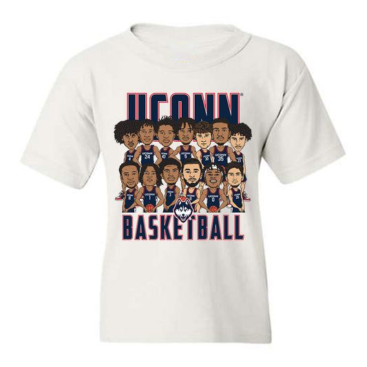 UConn - NCAA Men's Basketball : - Team Caricature Youth T-Shirt-0