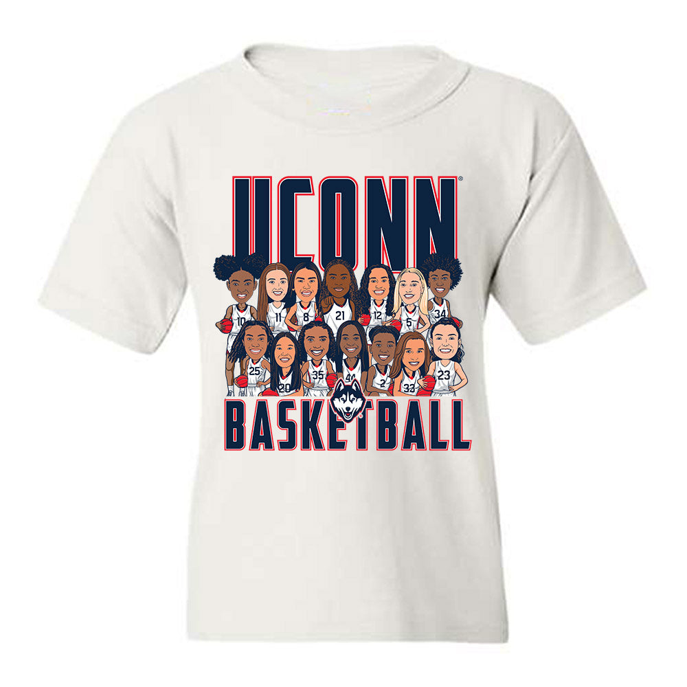 UConn - NCAA Women's Basketball : - Team Caricature Youth T-Shirt-0
