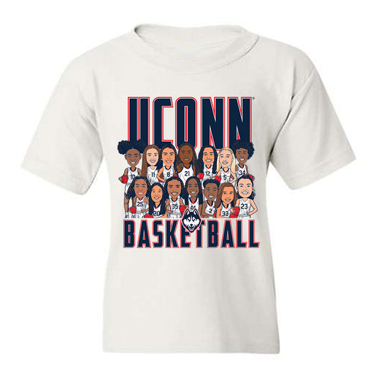 UConn - NCAA Women's Basketball : - Team Caricature Youth T-Shirt-0