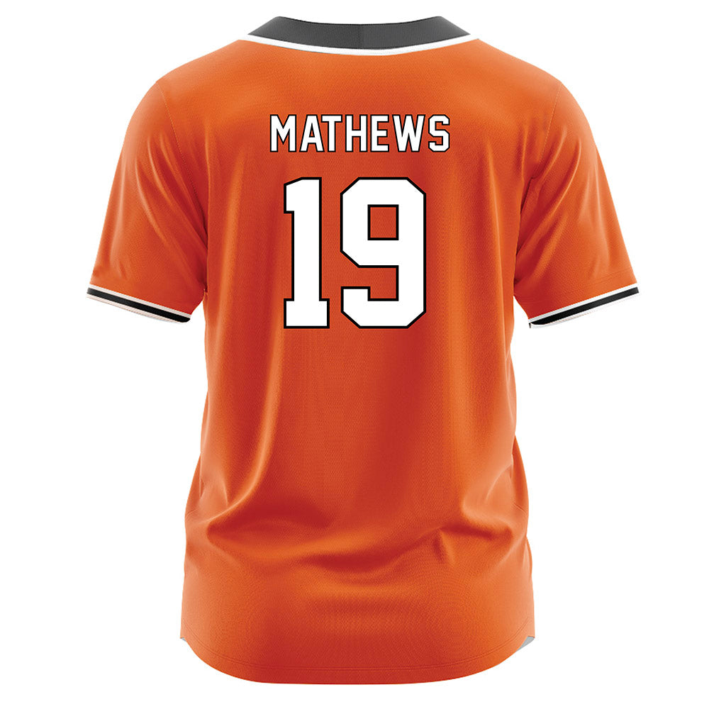 BGSU - NCAA Softball : Kendall Mathews - Orange Jersey-1