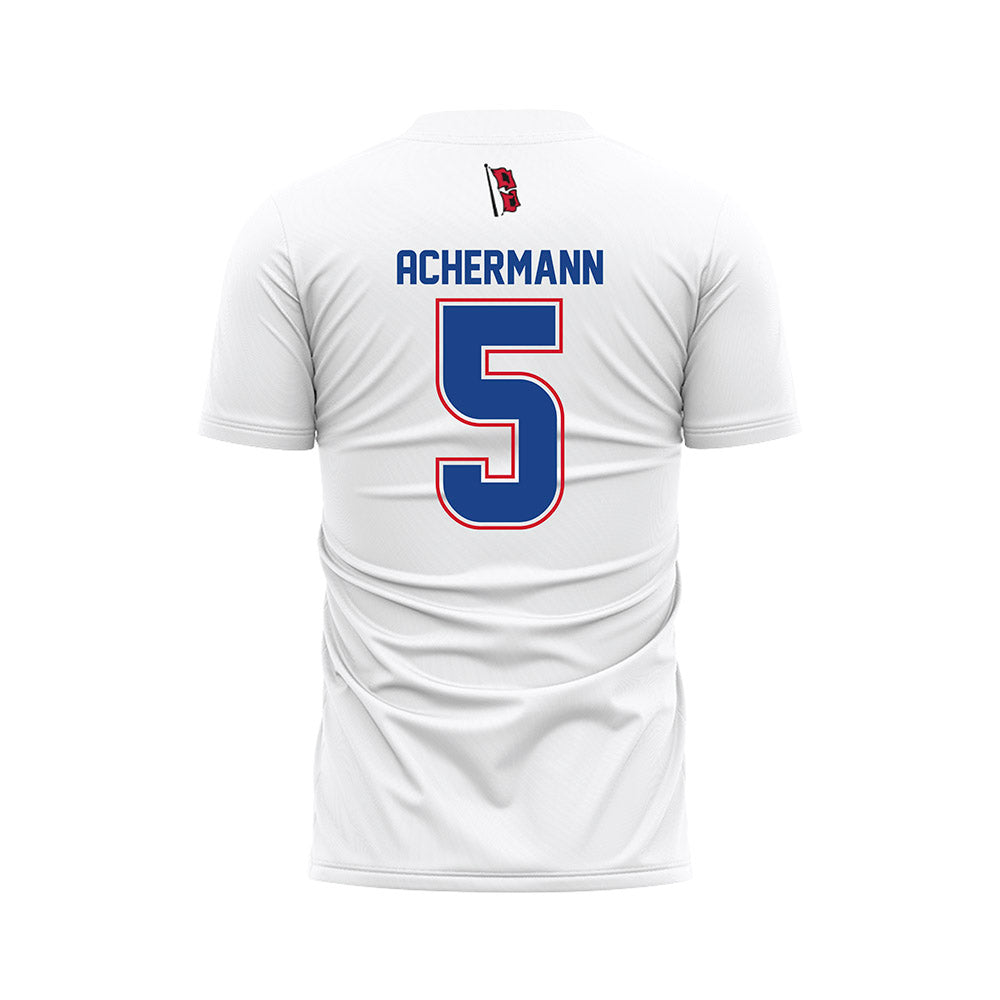 Tulsa - NCAA Men's Soccer : Luc Achermann - White Soccer Jersey-1