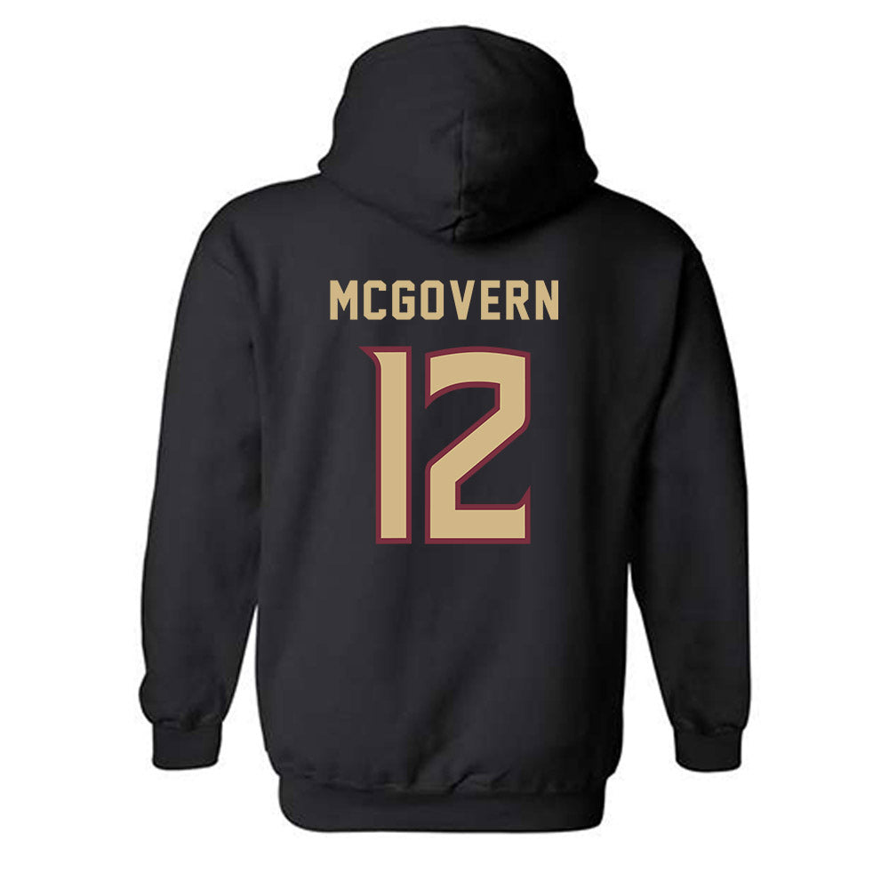 FSU - NCAA Women's Soccer : Peyton McGovern - Black Replica Shersey Hooded Sweatshirt-1