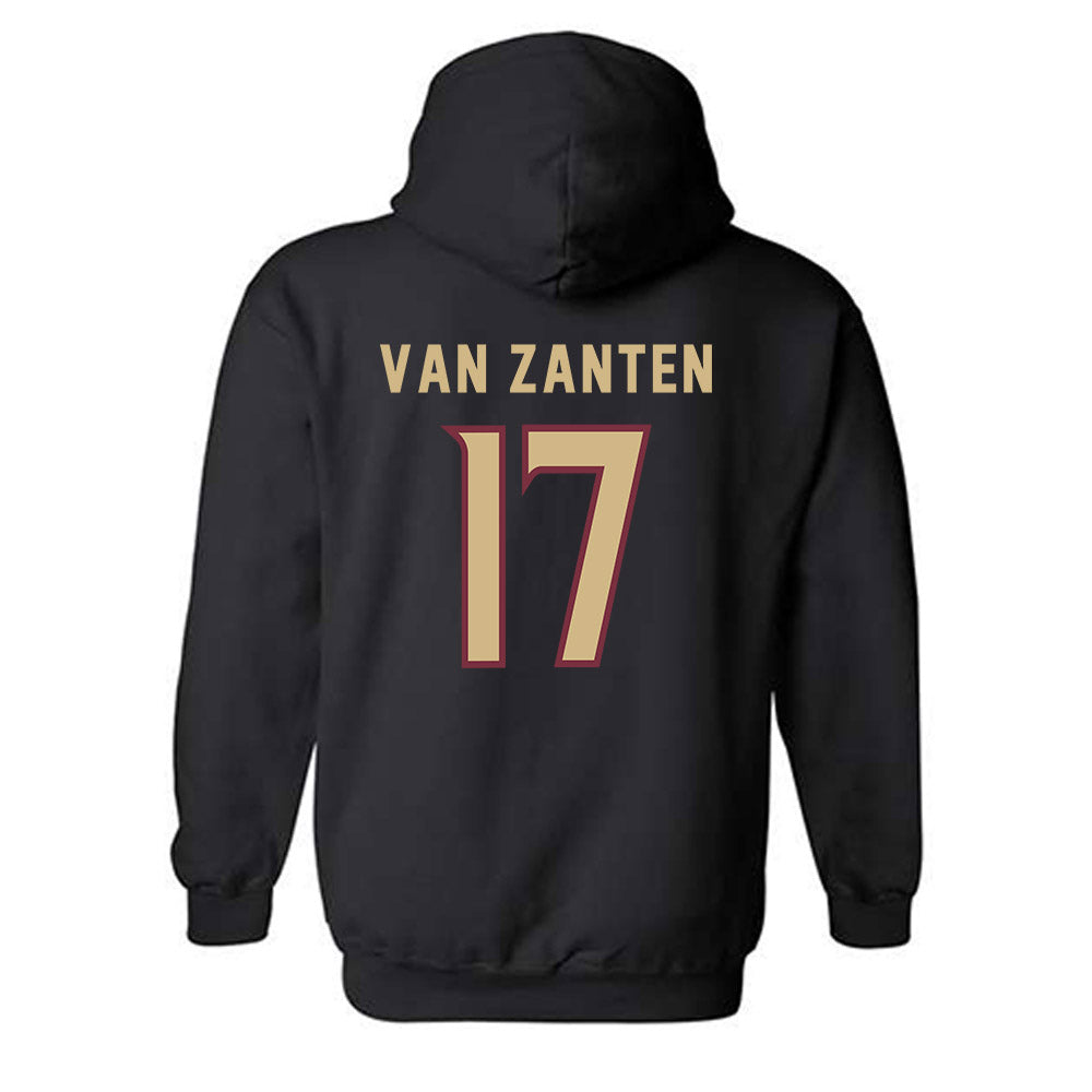 FSU - NCAA Women's Soccer : Amelia Van Zanten - Black Replica Shersey Hooded Sweatshirt-1