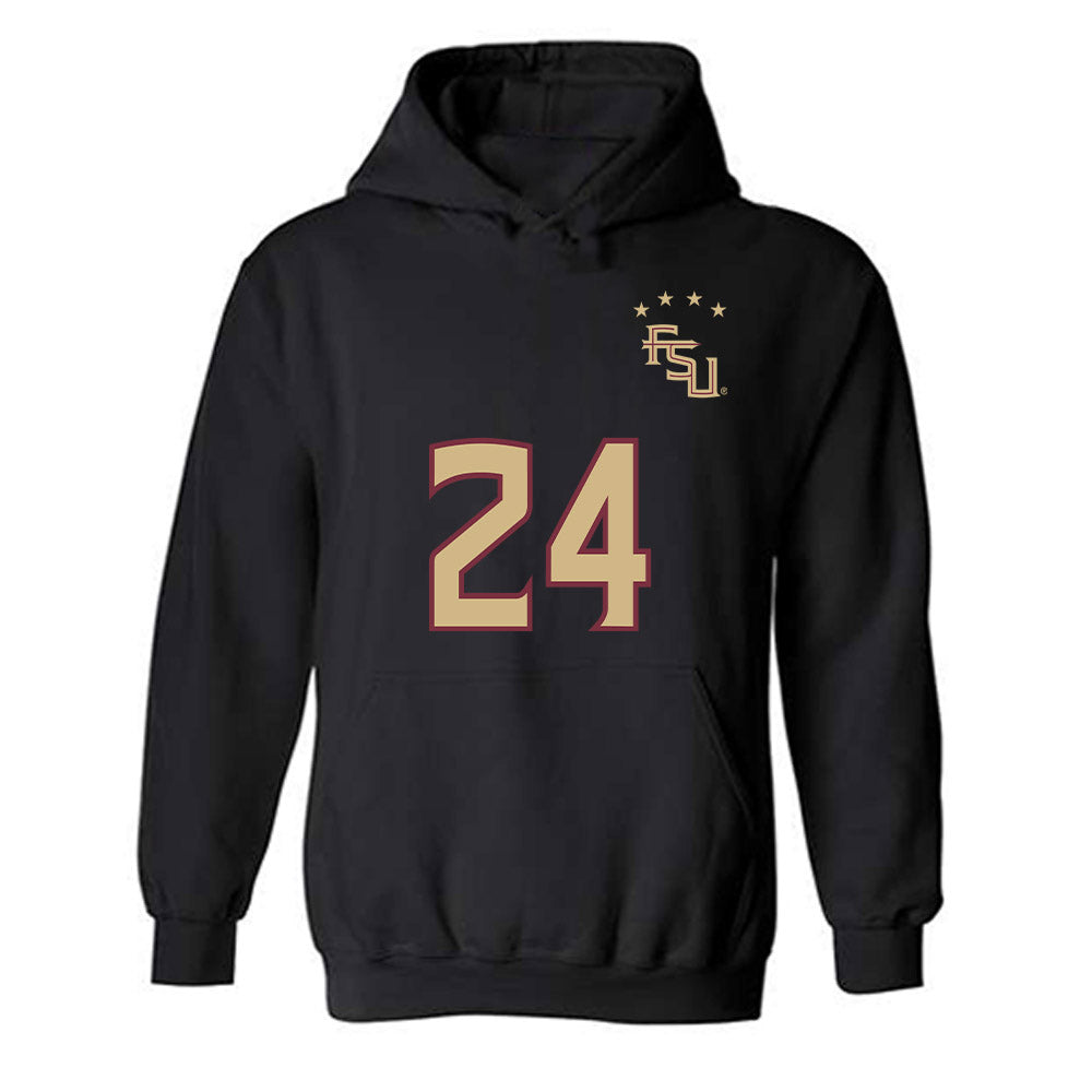 FSU - NCAA Women's Soccer : ashlyn anderson - Black Replica Shersey Hooded Sweatshirt-0
