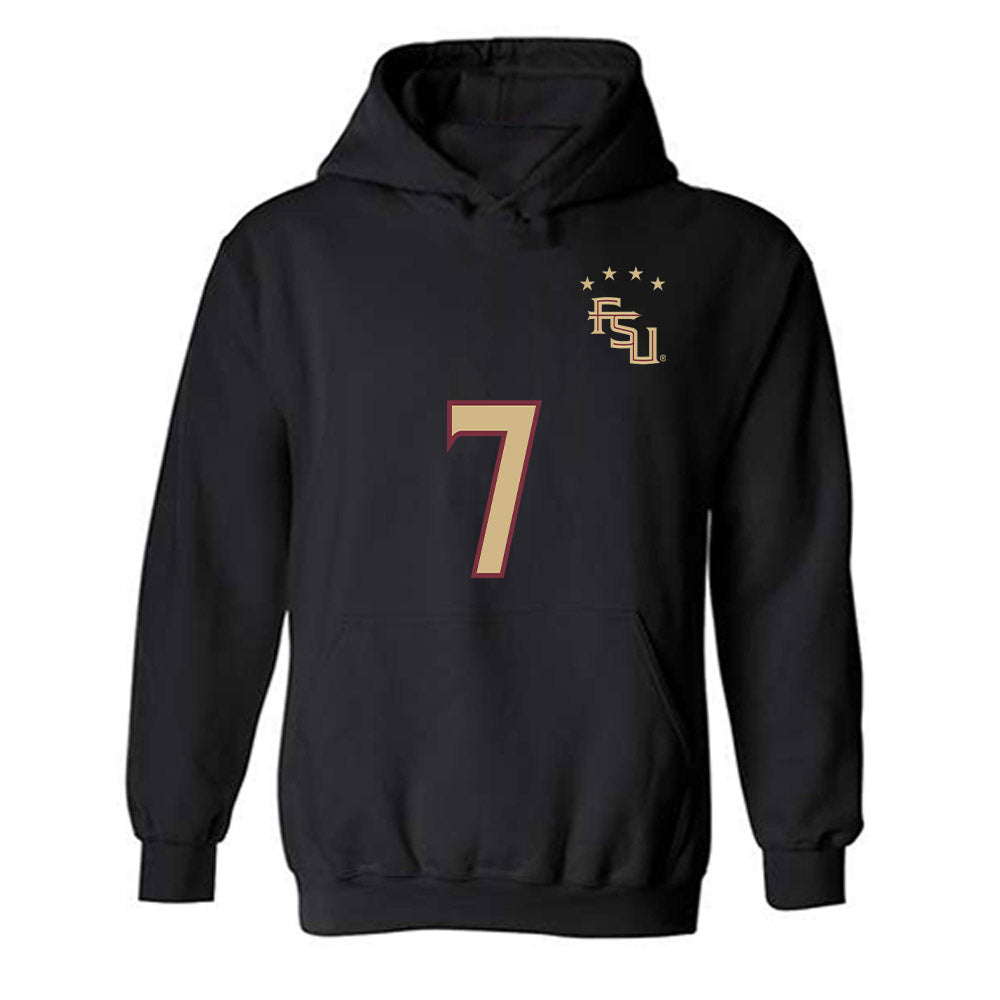 FSU - NCAA Women's Soccer : Nyanya Touray - Black Replica Shersey Hooded Sweatshirt-0