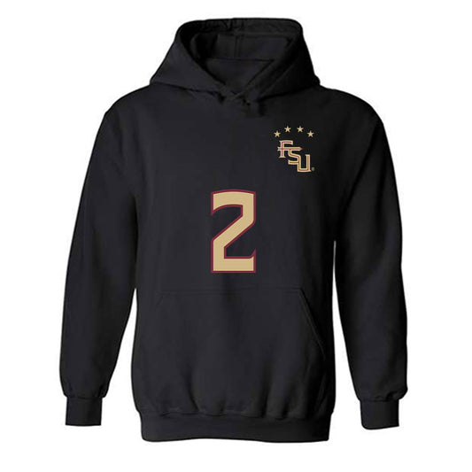 FSU - NCAA Women's Soccer : Ryana Dill - Black Replica Shersey Hooded Sweatshirt-0