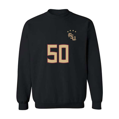 FSU - NCAA Women's Soccer : Omotara Junaid - Black Replica Shersey Crewneck Sweatshirt-0