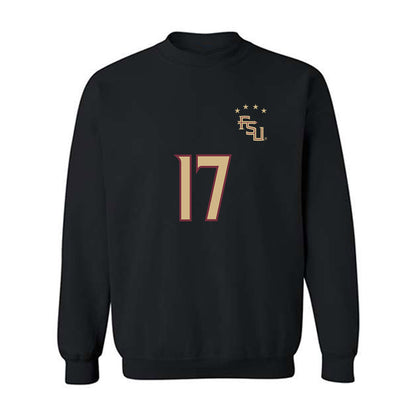 FSU - NCAA Women's Soccer : Amelia Van Zanten - Black Replica Shersey Crewneck Sweatshirt-0