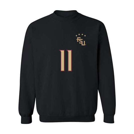 FSU - NCAA Women's Soccer : Jordynn Dudley - Black Replica Shersey Crewneck Sweatshirt