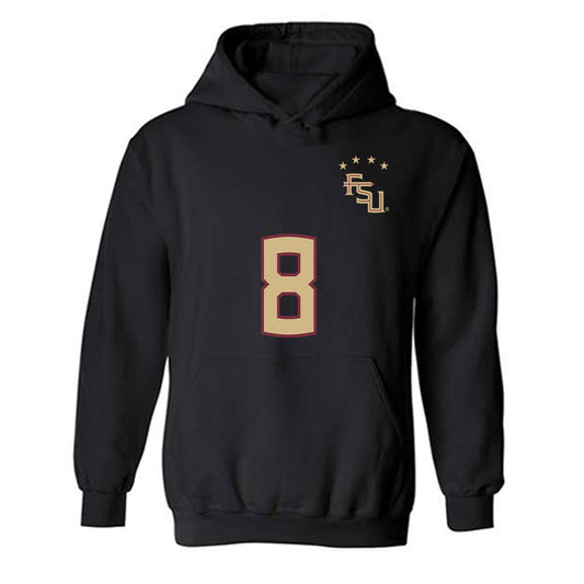 FSU - NCAA Women's Soccer : Janet Okeke - Black Replica Shersey Hooded Sweatshirt-0