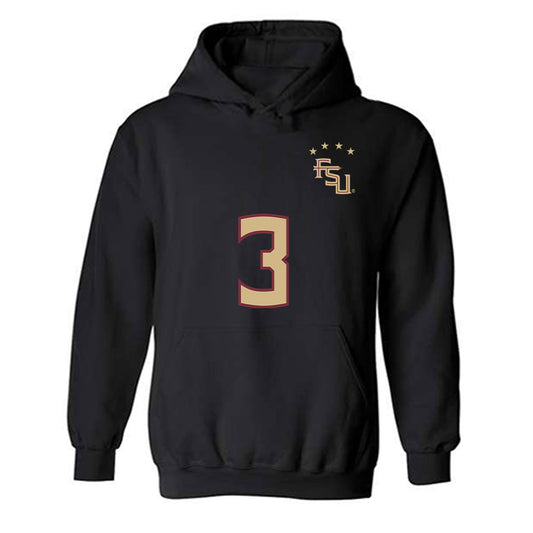 FSU - NCAA Women's Soccer : Jaida McGrew - Black Replica Shersey Hooded Sweatshirt-0