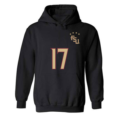 FSU - NCAA Women's Soccer : Amelia Van Zanten - Black Replica Shersey Hooded Sweatshirt-0