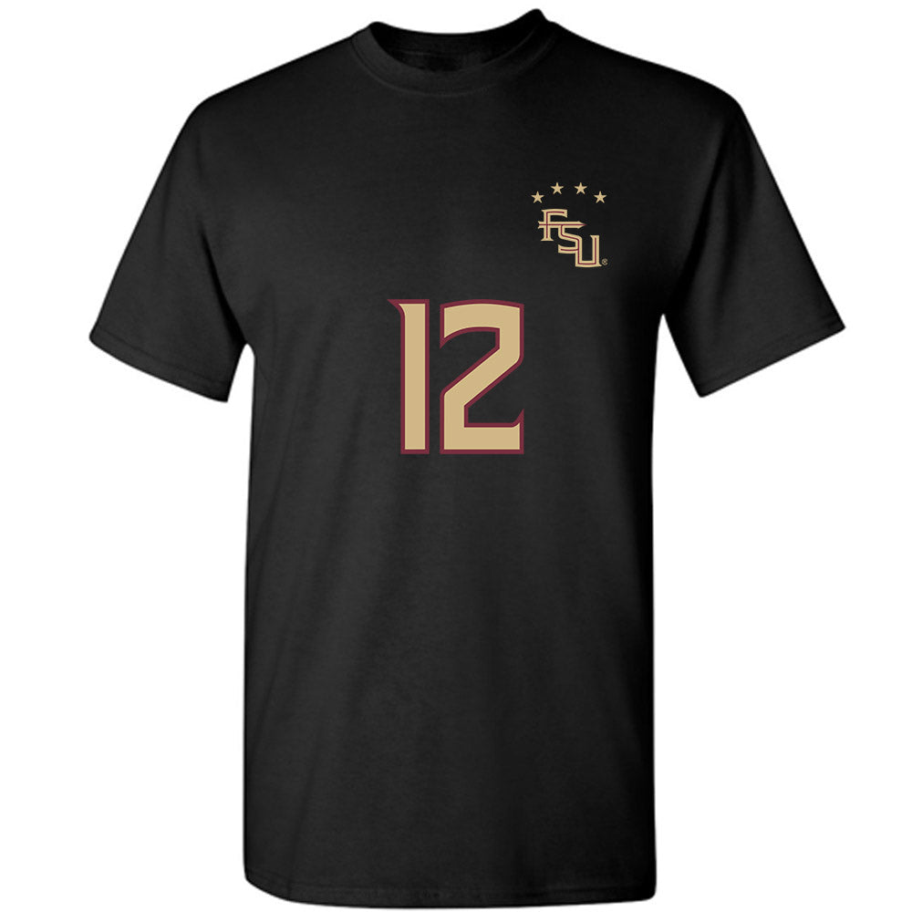 FSU - NCAA Women's Soccer : Peyton McGovern - Black Replica Shersey T-Shirt-0