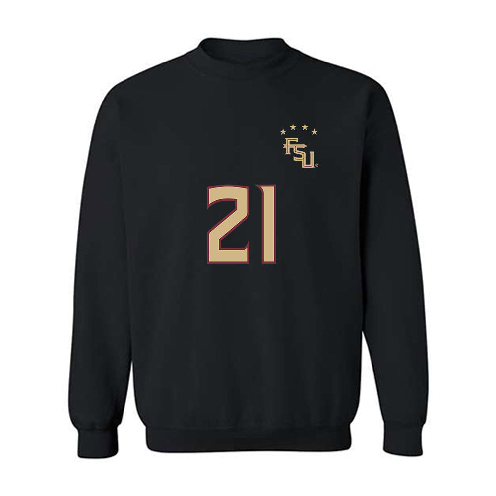 FSU - NCAA Women's Soccer : Nawreen Ahmad - Black Replica Shersey Crewneck Sweatshirt-0