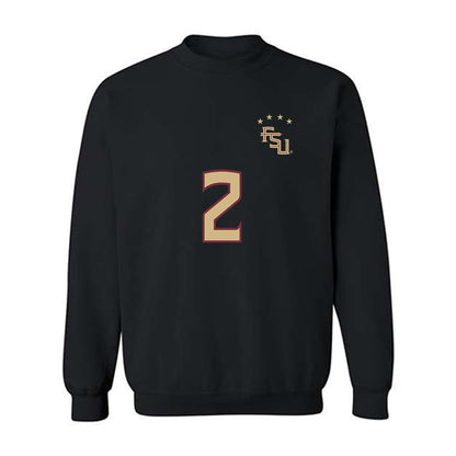 FSU - NCAA Women's Soccer : Ryana Dill - Black Replica Shersey Crewneck Sweatshirt-0