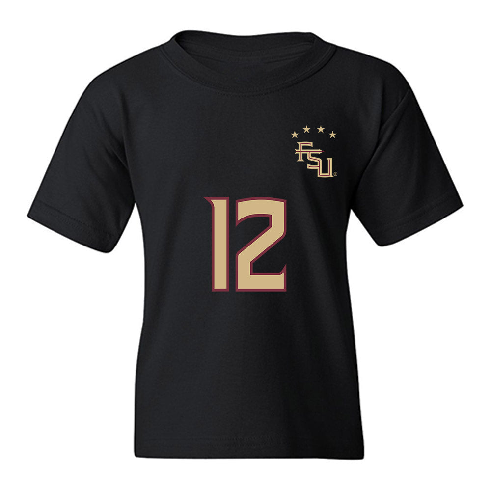 FSU - NCAA Women's Soccer : Peyton McGovern - Black Replica Shersey Youth T-Shirt-0