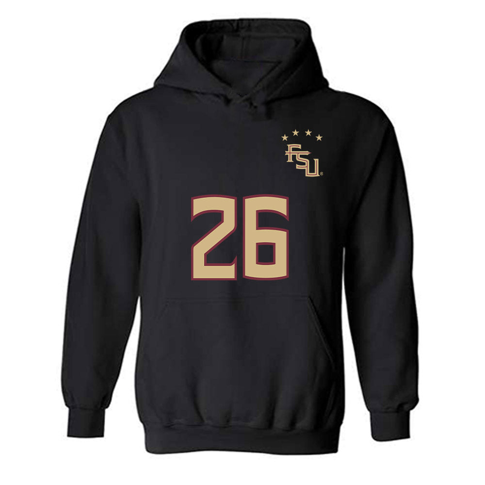 FSU - NCAA Women's Soccer : Samantha Erbach - Black Replica Shersey Hooded Sweatshirt-0