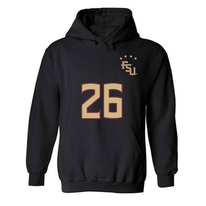 FSU - NCAA Women's Soccer : Samantha Erbach - Black Replica Shersey Hooded Sweatshirt-0
