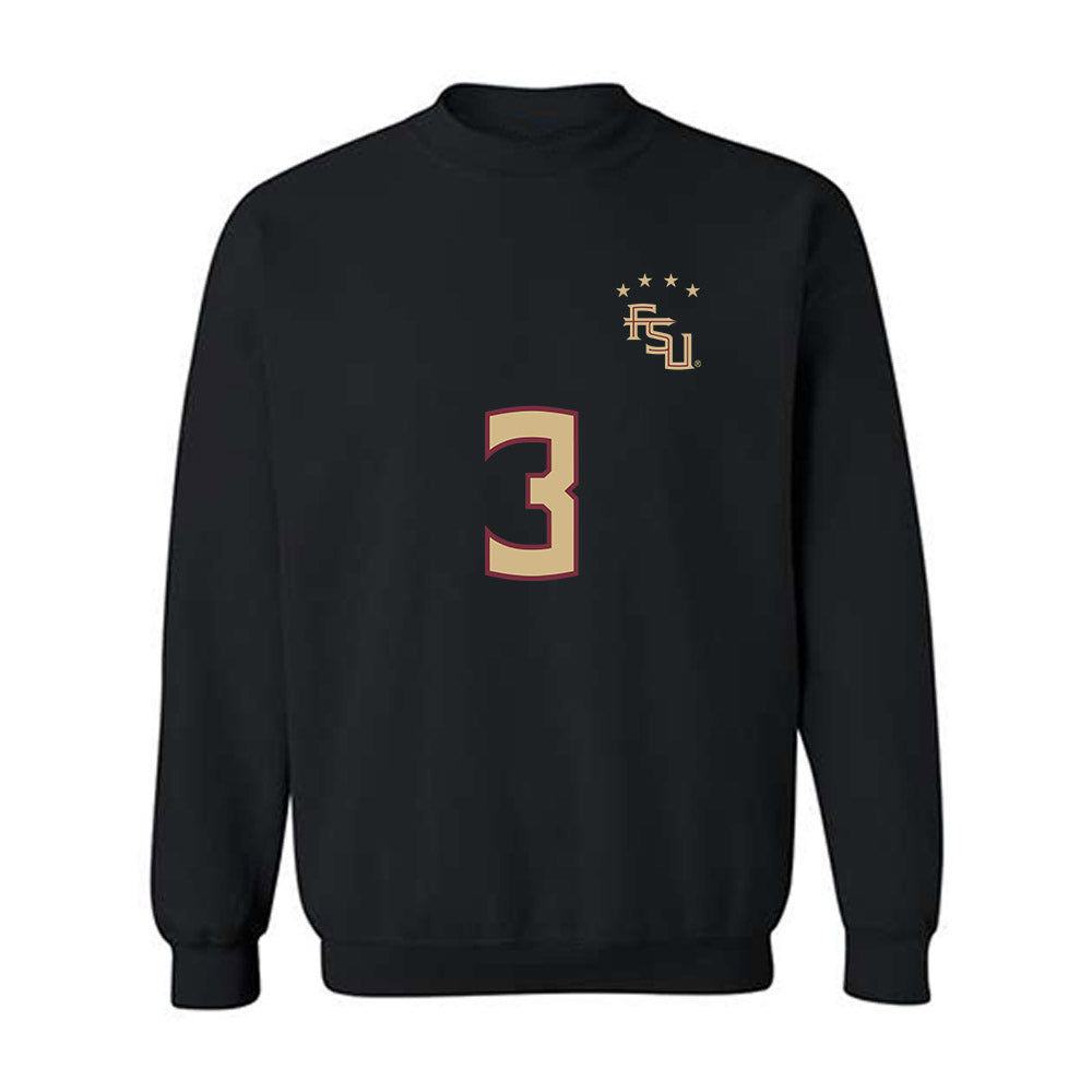 FSU - NCAA Women's Soccer : Jaida McGrew - Black Replica Shersey Crewneck Sweatshirt-0