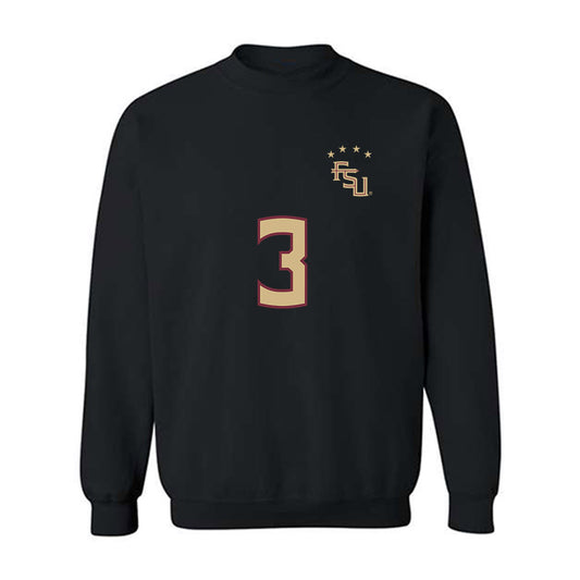 FSU - NCAA Women's Soccer : Jaida McGrew - Black Replica Shersey Crewneck Sweatshirt-0