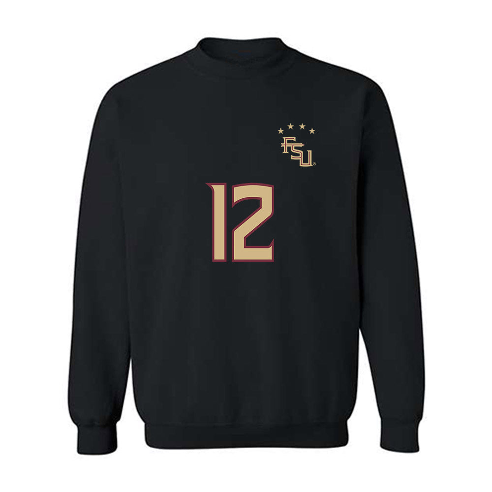 FSU - NCAA Women's Soccer : Peyton McGovern - Black Replica Shersey Crewneck Sweatshirt-0