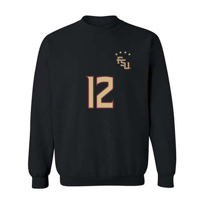 FSU - NCAA Women's Soccer : Peyton McGovern - Black Replica Shersey Crewneck Sweatshirt-0
