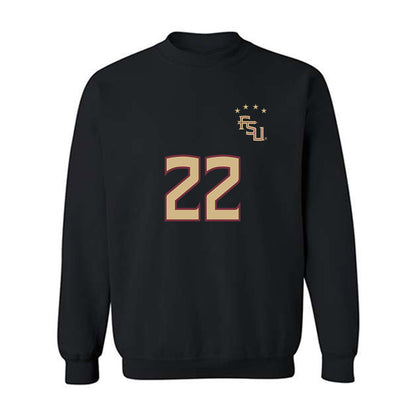 FSU - NCAA Women's Soccer : Claire Rain - Black Replica Shersey Crewneck Sweatshirt