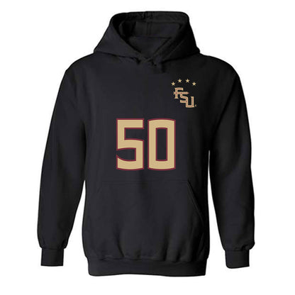 FSU - NCAA Women's Soccer : Omotara Junaid - Black Replica Shersey Hooded Sweatshirt-0