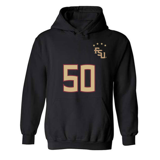 FSU - NCAA Women's Soccer : Omotara Junaid - Black Replica Shersey Hooded Sweatshirt-0