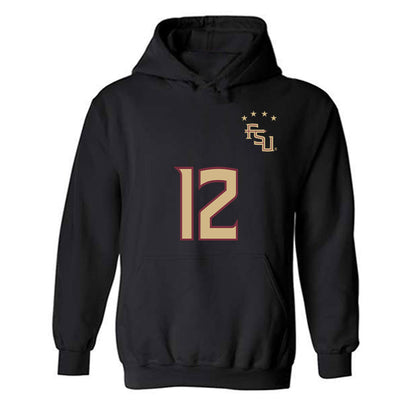 FSU - NCAA Women's Soccer : Peyton McGovern - Black Replica Shersey Hooded Sweatshirt-0