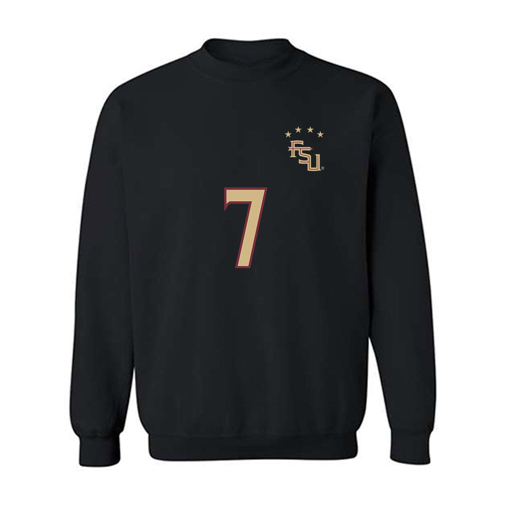 FSU - NCAA Women's Soccer : Nyanya Touray - Black Replica Shersey Crewneck Sweatshirt-0