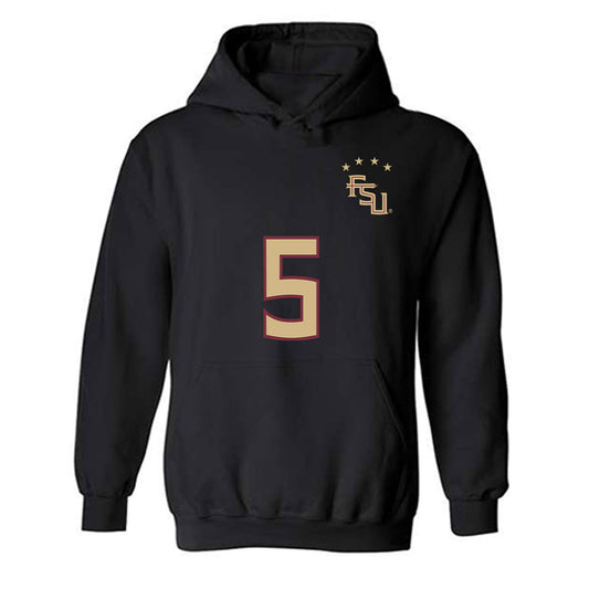 FSU - NCAA Women's Soccer : Bridget Mutipula - Black Replica Shersey Hooded Sweatshirt-0