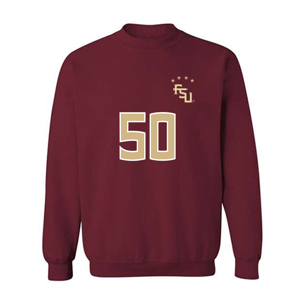 FSU - NCAA Women's Soccer : Omotara Junaid - Garnet Replica Shersey Crewneck Sweatshirt-0