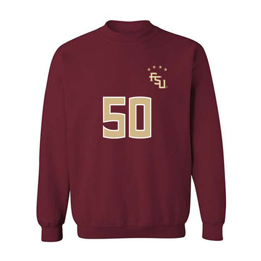 FSU - NCAA Women's Soccer : Omotara Junaid - Garnet Replica Shersey Crewneck Sweatshirt-0