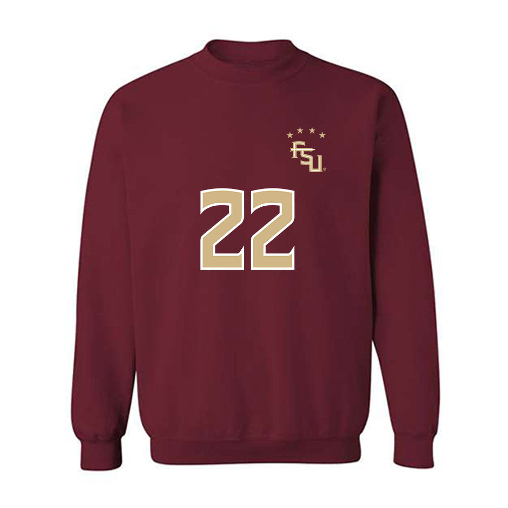 FSU - NCAA Women's Soccer : Claire Rain - Garnet Replica Shersey Crewneck Sweatshirt