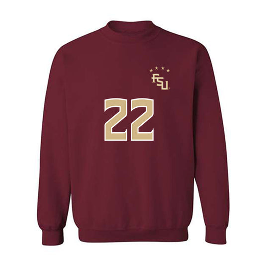 FSU - NCAA Women's Soccer : Claire Rain - Garnet Replica Shersey Crewneck Sweatshirt