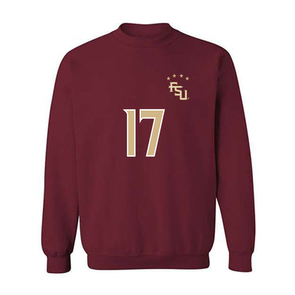 FSU - NCAA Women's Soccer : Amelia Van Zanten - Garnet Replica Shersey Crewneck Sweatshirt-0
