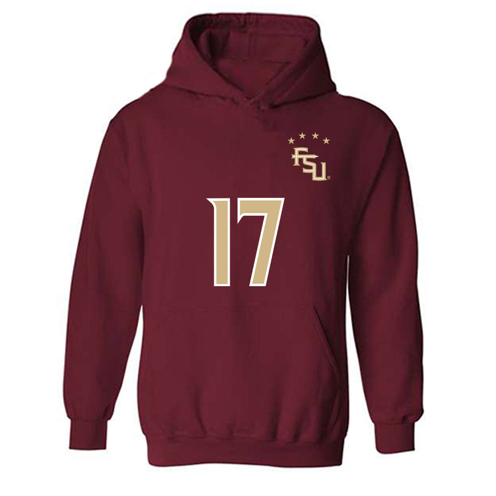 FSU - NCAA Women's Soccer : Amelia Van Zanten - Garnet Replica Shersey Hooded Sweatshirt-0