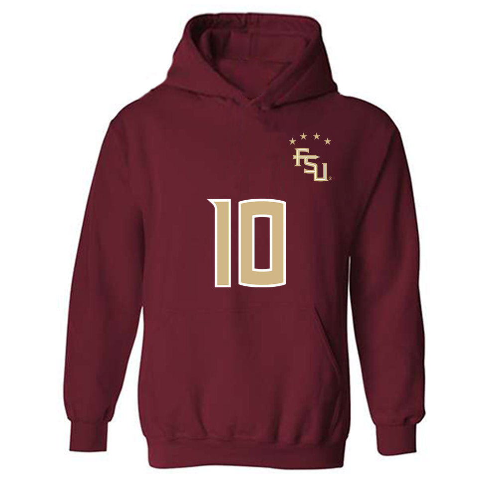 FSU - NCAA Women's Soccer : Ashley Henderson - Garnet Replica Shersey Hooded Sweatshirt-0