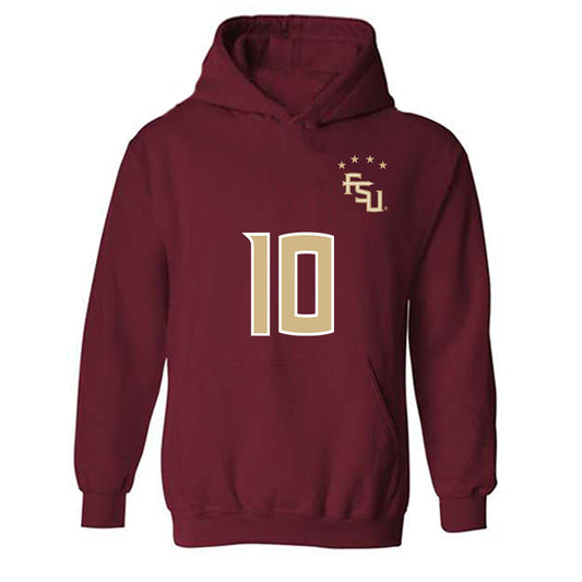 FSU - NCAA Women's Soccer : Ashley Henderson - Garnet Replica Shersey Hooded Sweatshirt-0