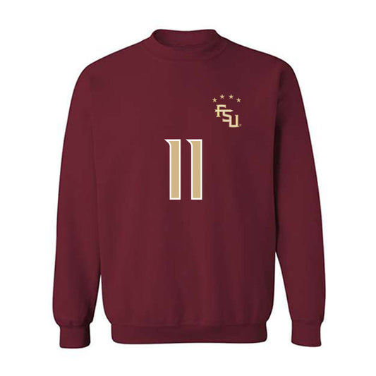 FSU - NCAA Women's Soccer : Jordynn Dudley - Garnet Replica Shersey Crewneck Sweatshirt